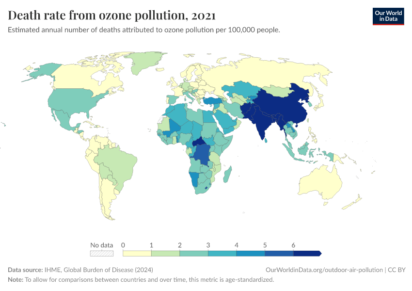 A thumbnail of the "Death rate from ozone pollution" chart