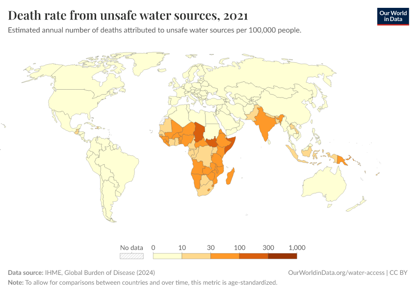 A thumbnail of the "Death rate from unsafe water sources" chart