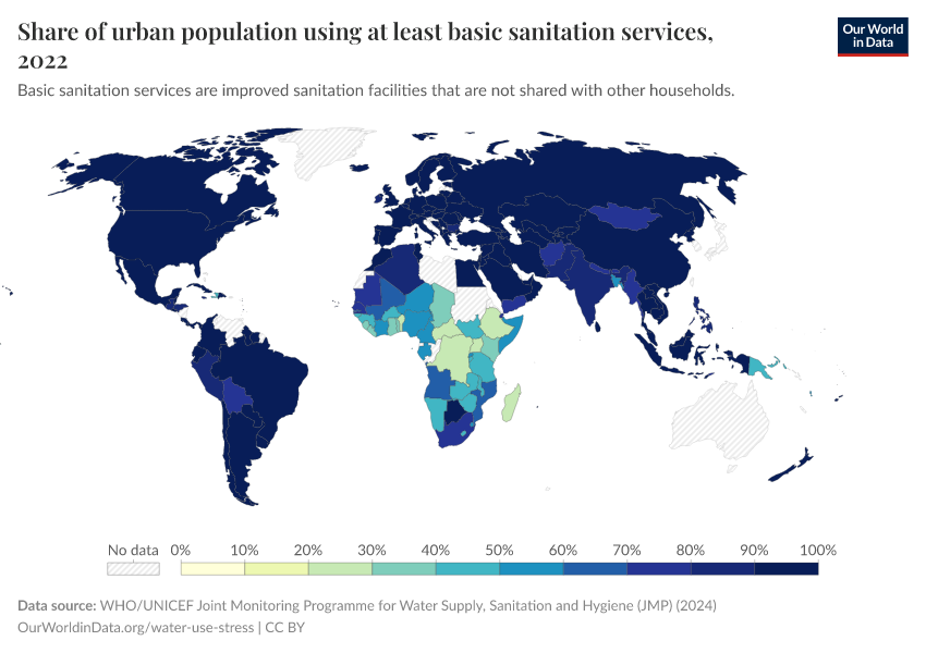 A thumbnail of the "Share of urban population using at least basic sanitation services" chart