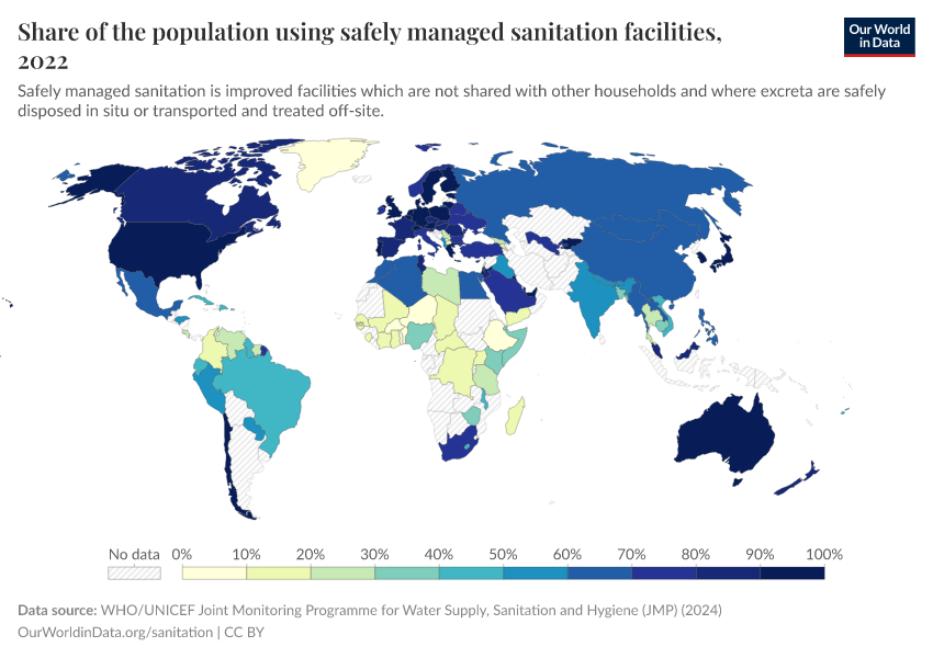 A thumbnail of the "Share of the population using safely managed sanitation facilities" chart