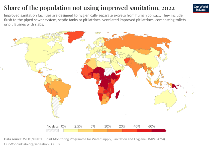 A thumbnail of the "Share of the population not using improved sanitation" chart